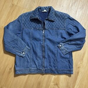 Vintage Blast Women's Quilted Denim Full zip Jacket XL 90s